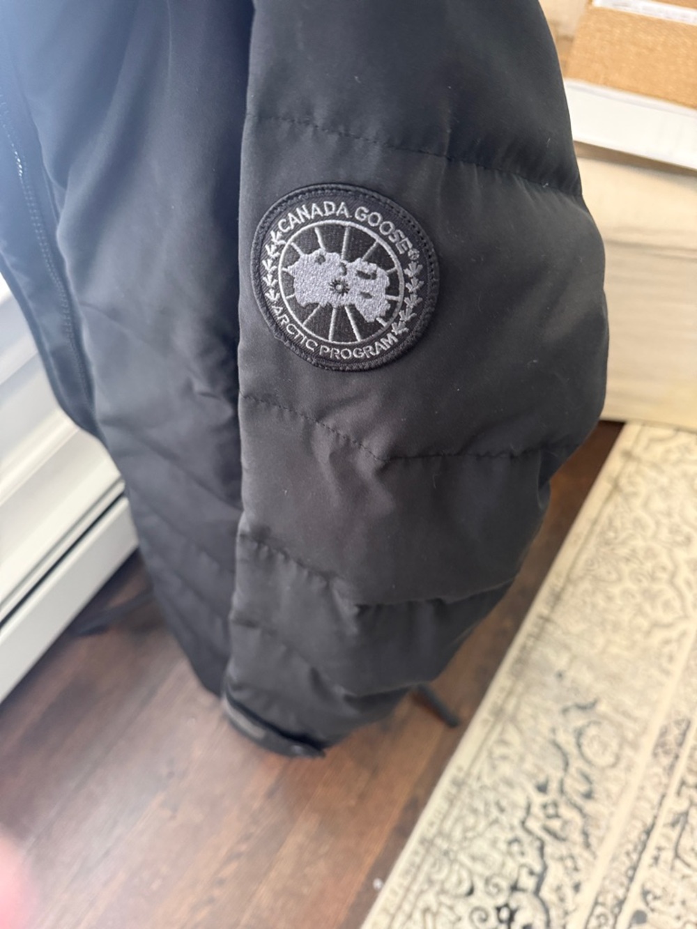 Canada Goose Black Long Hooded Puffer with Fur-Trim Hood - Picture 6 of 7